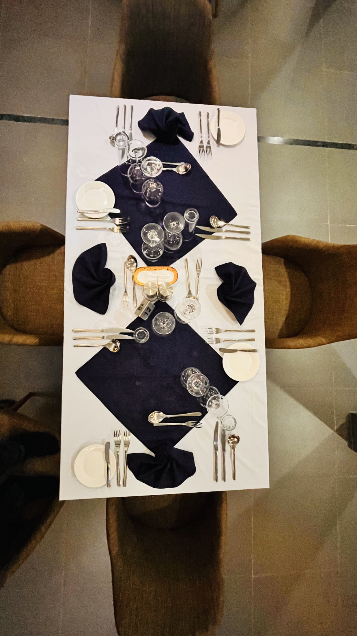 Top view of table setup